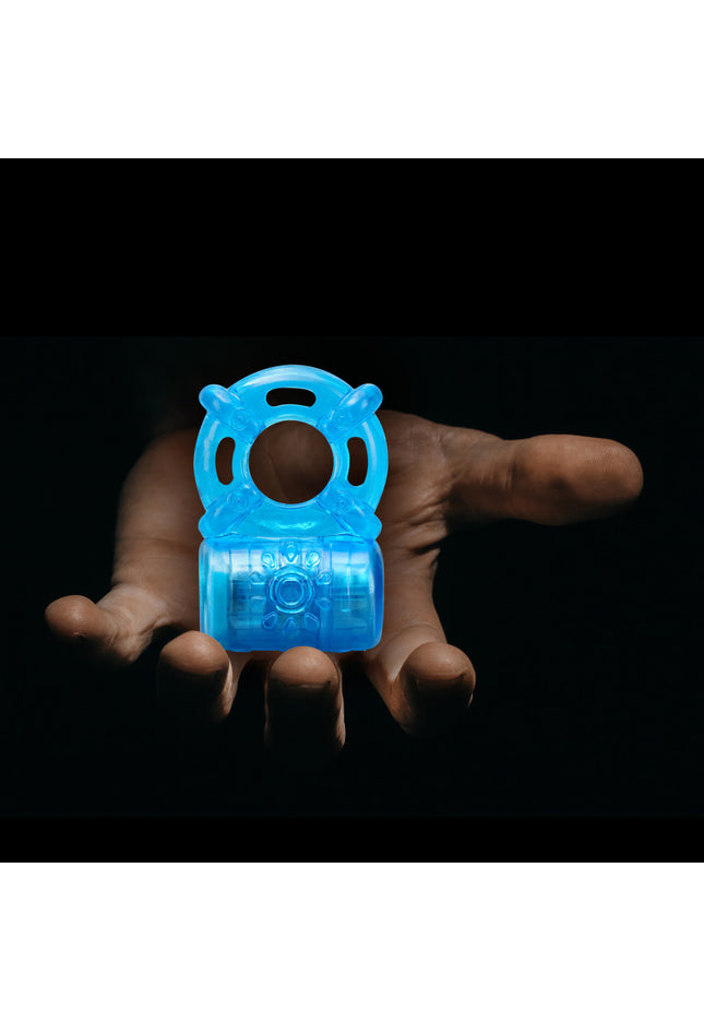 Stay Hard Rechargeable 5 Function Cock Ring - Blue USB Rechargeable Vibrating Cock Ring