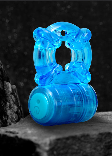 Stay Hard Rechargeable 5 Function Cock Ring - Blue USB Rechargeable Vibrating Cock Ring