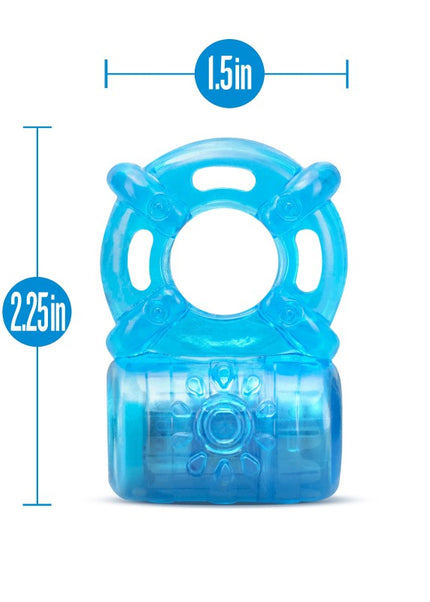 Stay Hard Rechargeable 5 Function Cock Ring - Blue USB Rechargeable Vibrating Cock Ring