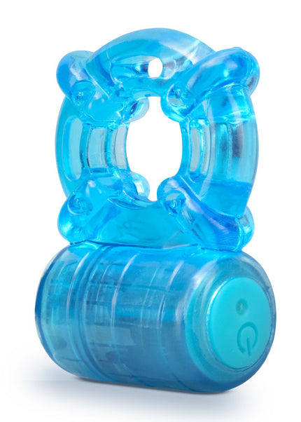 Stay Hard Rechargeable 5 Function Cock Ring - Blue USB Rechargeable Vibrating Cock Ring