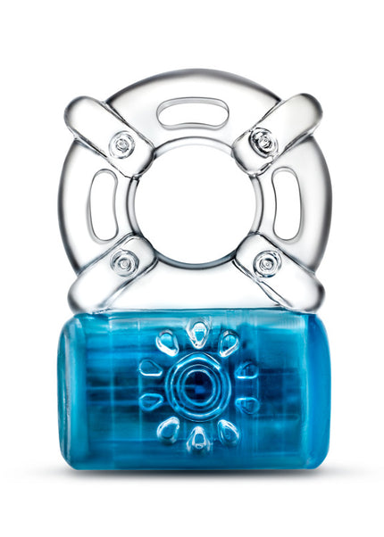 Play With Me Pleaser Rechargeable C-Ring - Blue - Blue Rechargeable Cock Ring
