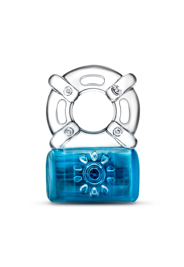 Play With Me Pleaser Rechargeable C-Ring - Blue - Blue Rechargeable Cock Ring