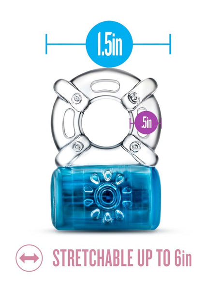 Play With Me Pleaser Rechargeable C-Ring - Blue - Blue Rechargeable Cock Ring