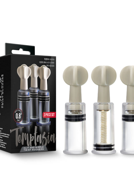 Temptasia Clit & Nipple Twist Suckers - Clear Suckers - Set of 3