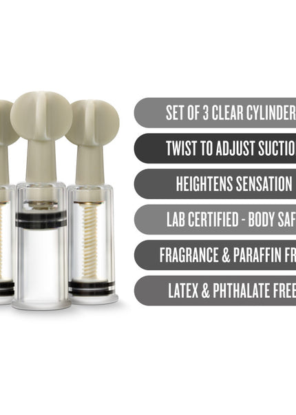 Temptasia Clit & Nipple Twist Suckers - Clear Suckers - Set of 3