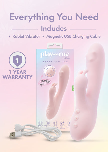 Play With Me - Fairy Flutter - Pink 19.7 cm USB Rechargeable Rabbit Vibrator