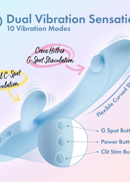 Play With Me - Moondust Magic - Blue 20.3 cm USB Rechargeable Rabbit Vibrator