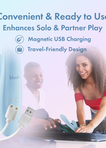 Play With Me - Moondust Magic - Blue 20.3 cm USB Rechargeable Rabbit Vibrator