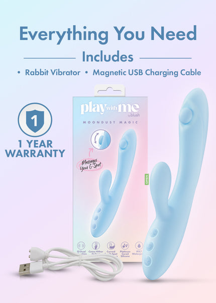 Play With Me - Moondust Magic - Blue 20.3 cm USB Rechargeable Rabbit Vibrator