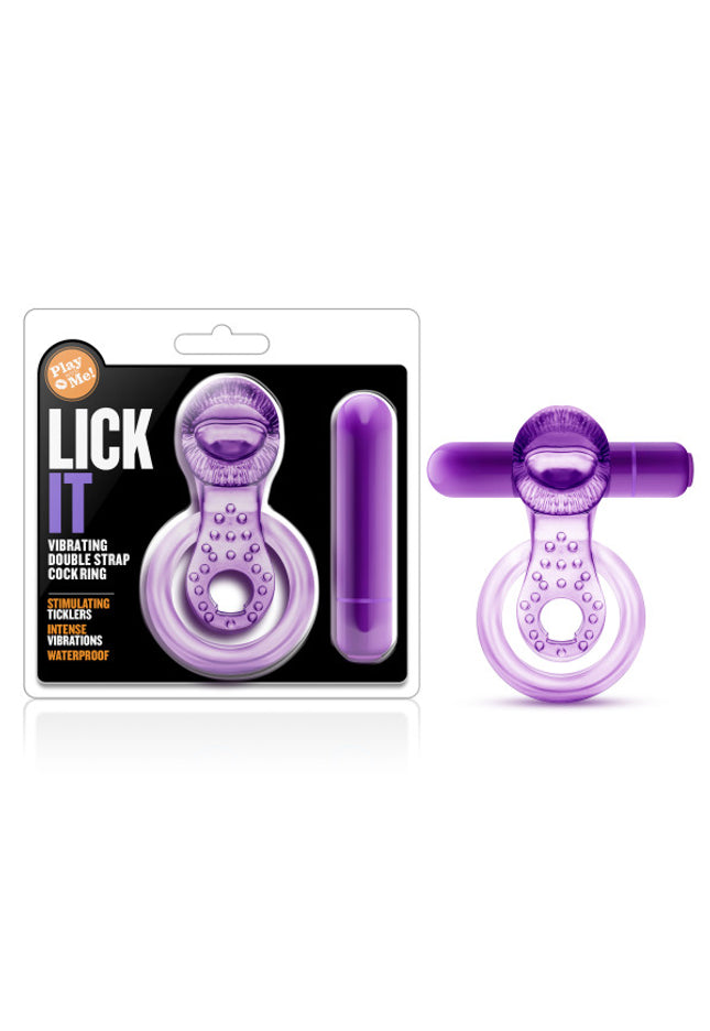 Play With Me - Lick It - Purple Vibrating Cock & Ball Rings