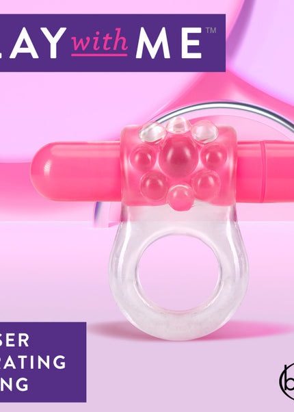 Play With Me Teaser Vibrating C-Ring - Clear/Pink Vibrating Cock Ring