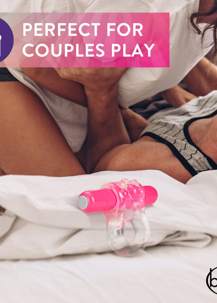 Play With Me Teaser Vibrating C-Ring - Clear/Pink Vibrating Cock Ring
