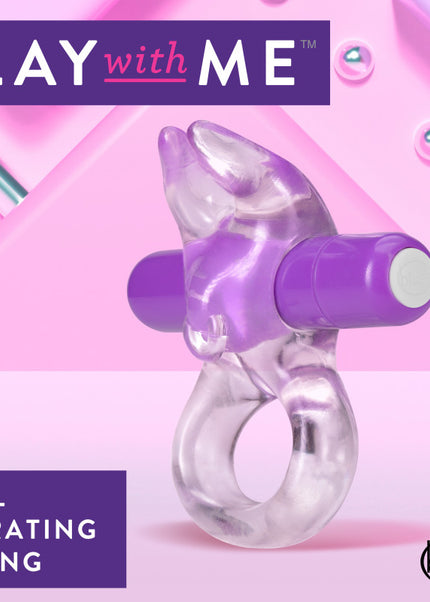 Play With Me Bull Vibrating C-Ring - Clear/Purple Vibrating Cock Ring