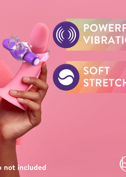 Play With Me Bull Vibrating C-Ring - Clear/Purple Vibrating Cock Ring