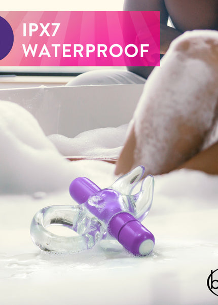 Play With Me Bull Vibrating C-Ring - Clear/Purple Vibrating Cock Ring