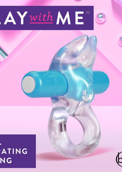Play With Me Bull Vibrating C-Ring - Clear/Blue Vibrating Cock Ring