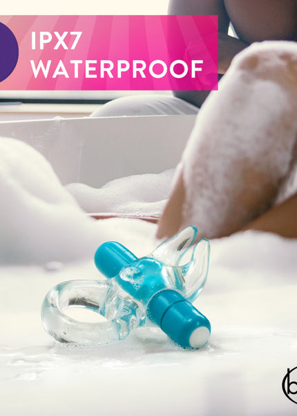 Play With Me Bull Vibrating C-Ring - Clear/Blue Vibrating Cock Ring