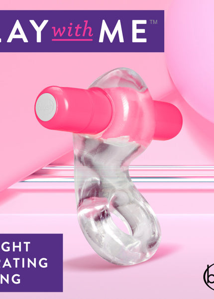 Play With Me Delight Vibrating C-Ring - Clear/Pink Vibrating Cock Ring