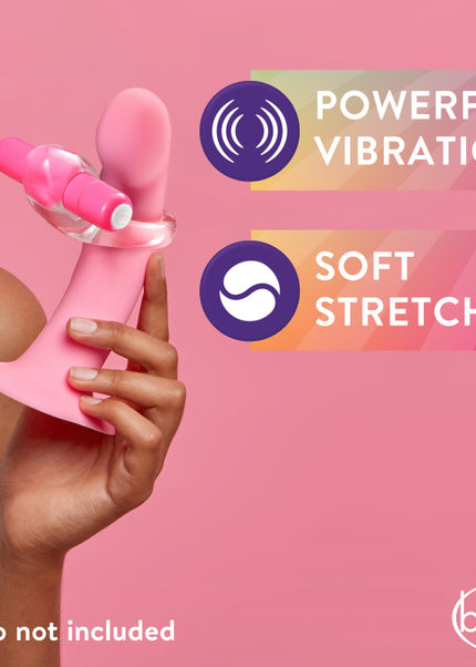 Play With Me Delight Vibrating C-Ring - Clear/Pink Vibrating Cock Ring