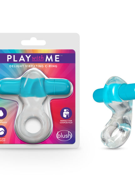 Play With Me Delight Vibrating C-Ring - Clear/Blue Vibrating Cock Ring