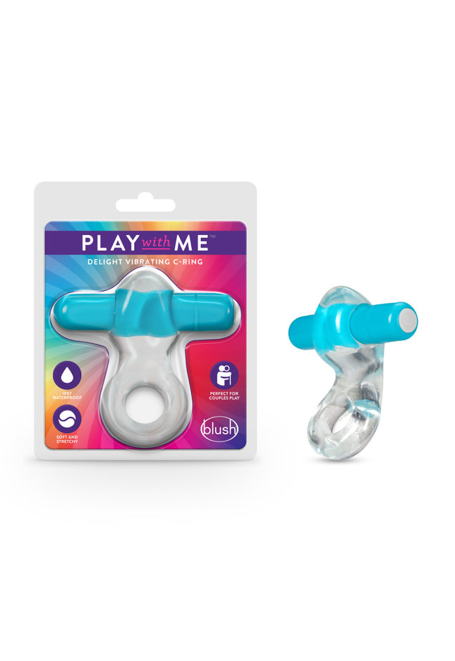 Play With Me Delight Vibrating C-Ring - Clear/Blue Vibrating Cock Ring
