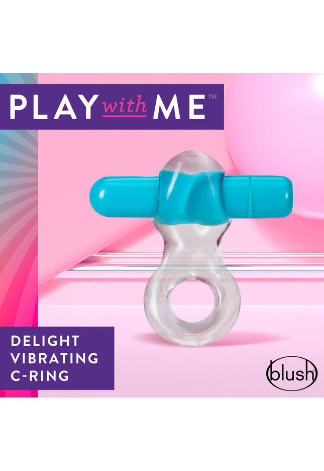Play With Me Delight Vibrating C-Ring - Clear/Blue Vibrating Cock Ring
