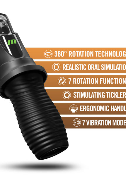 M For Men - 3rd Base - Black USB Rechargeable Vibrating & Rotating Auto Stroker