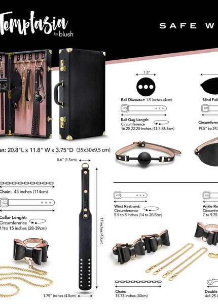 Temptasia Safe Word Bondage Kit with Suitcase - 9 Piece Bondage Set