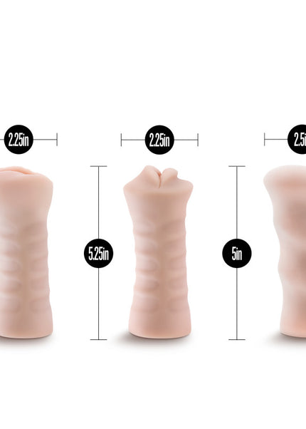 M For Men 3-Pack Self-Lubricating Vibrating Strokers - Flesh Vibrating Strokers - 3 Pack