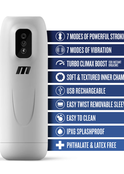 M For Men Robo-Bator - White USB Rechargeable Vibrating Auto Stroker