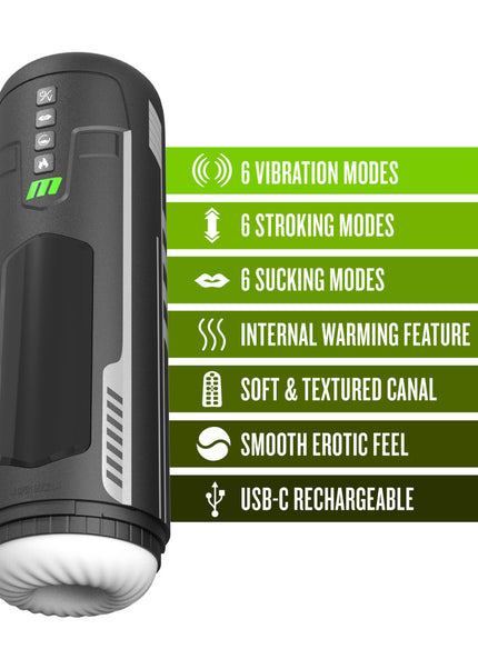 M For Men - Master Blaster - USB Rechargeable Vibrating & Sucking Auto Stroker