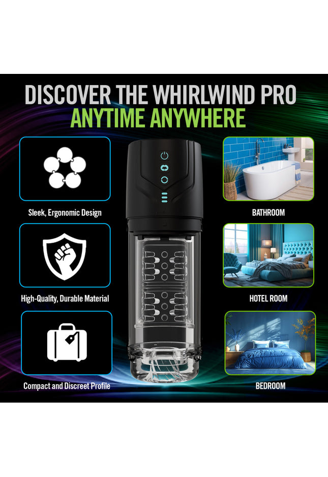 M For Men - Whirlwind Pro - Clear USB Rechargeable Rotating & Sucking Auto Stroker