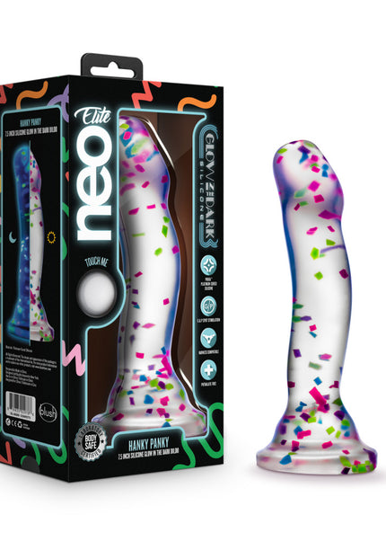 Neo Elite Glow Hanky Panky - Glow In Dark Clear 19 cm Dong