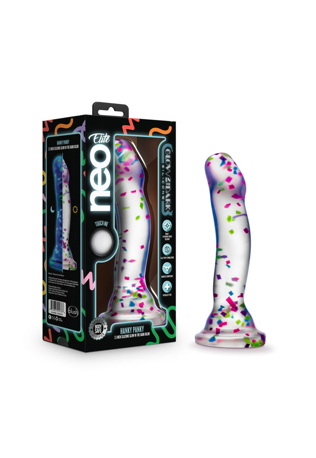 Neo Elite Glow Hanky Panky - Glow In Dark Clear 19 cm Dong