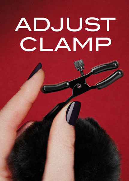 Noir Pom Adjustable Nipple Clamps - Black Furry Nipple Clamps