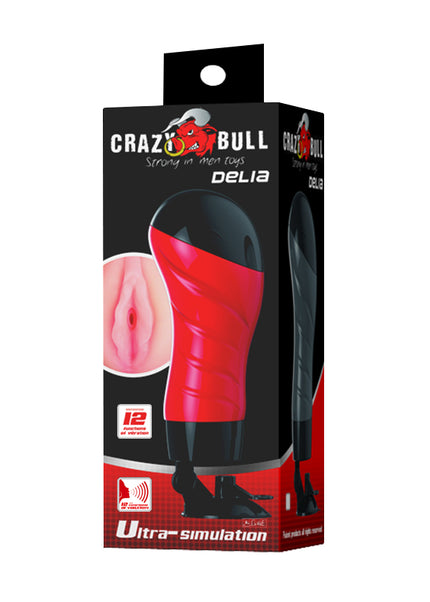 CRAZY BULL DELIA Vibrating Stroker - Flesh Vibrating Vagina Stroker with Suction Base