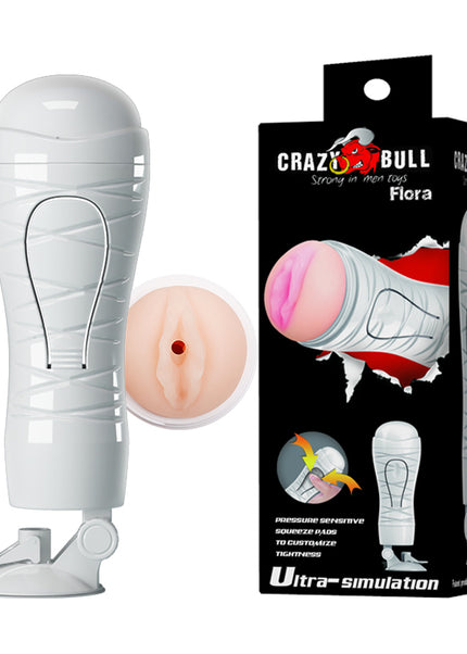 CRAZY BULL Flora Stroker - Flesh Squeezable Vagina Stroker with Suction Base