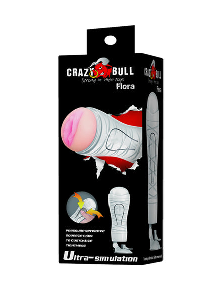 CRAZY BULL Flora Stroker - Flesh Squeezable Vagina Stroker with Suction Base