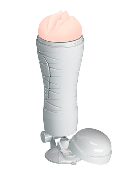 CRAZY BULL FLORA Vibrating Stroker - Flesh USB Rechargeable Vibrating Squeezeable Vagina Stroker with Suction Base