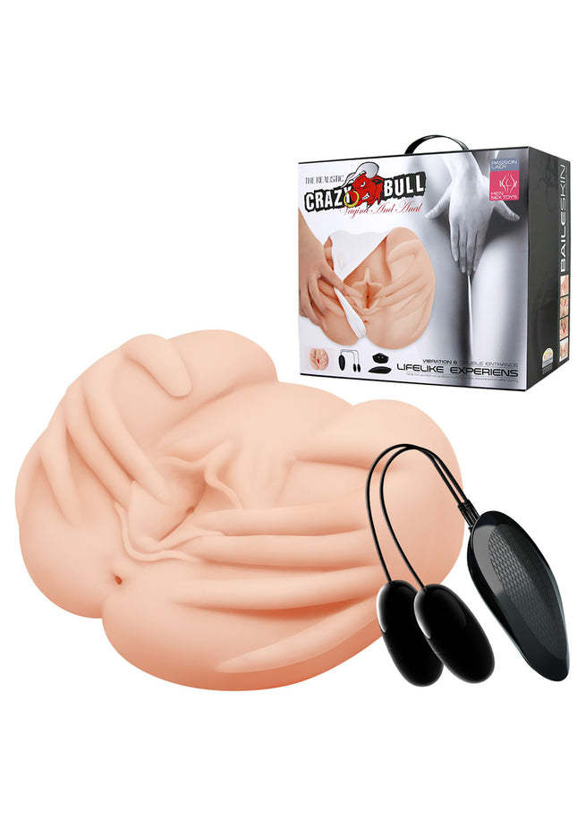 CRAZY BULL Vibrating Spread Torso - Flesh Vibrating Spread Torso Masturbator