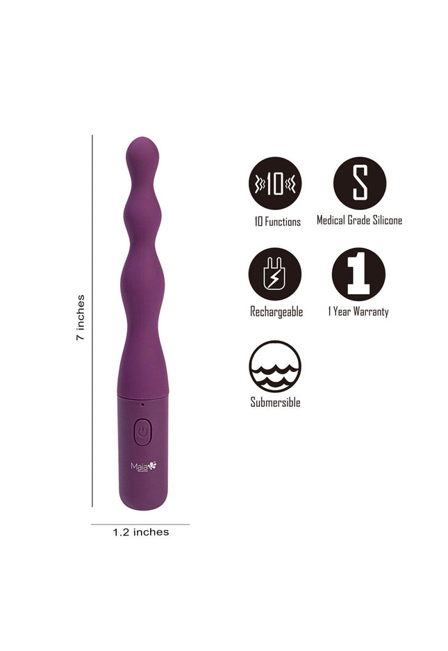 Maia DANI - Purple 17.8 cm USB Rechargeable Beaded Vibrator