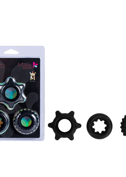 Maia MANZO - Black Silicone Cock Rings - Set of 3