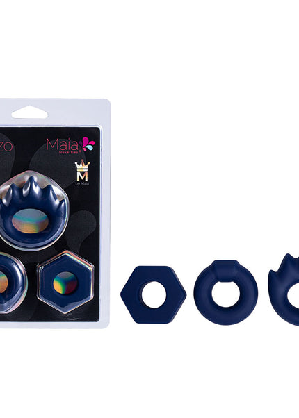 Maia LONZO - Blue Silicone Cock Rings - Set of 3