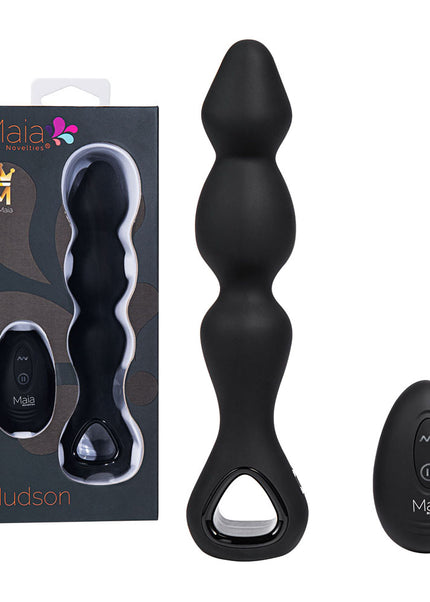 Maia HUDSON - Black 19 cm USB Rechargeable Anal Vibrator with Wireless Remote
