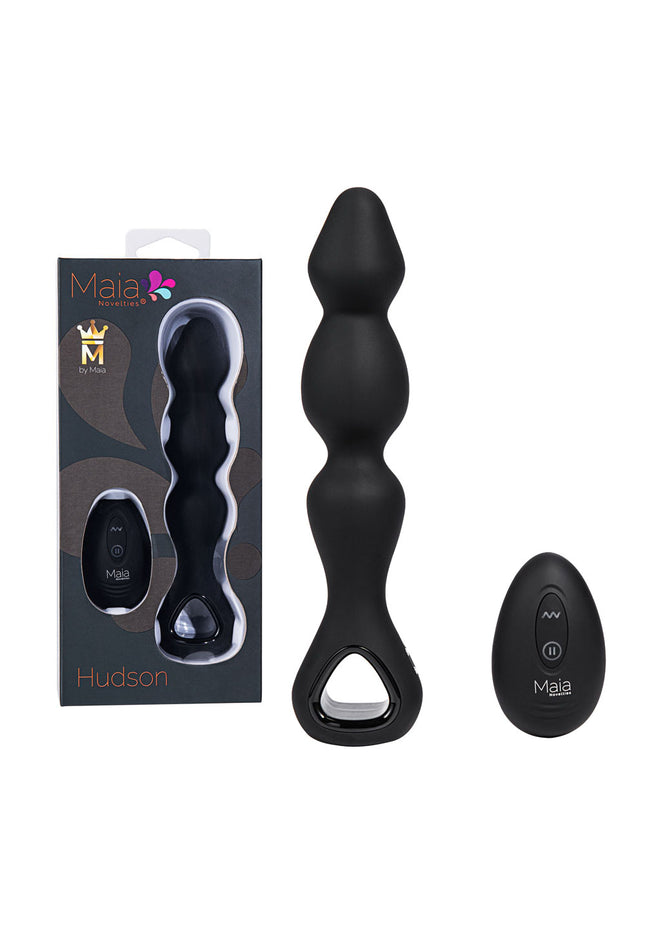 Maia HUDSON - Black 19 cm USB Rechargeable Anal Vibrator with Wireless Remote