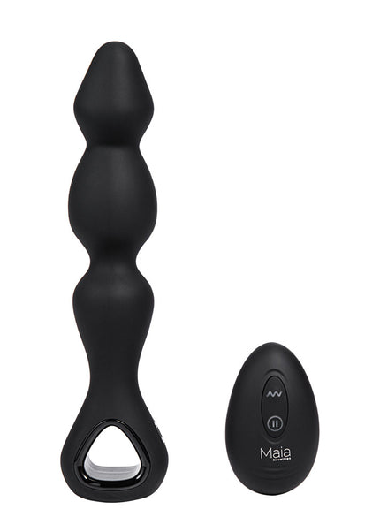 Maia HUDSON - Black 19 cm USB Rechargeable Anal Vibrator with Wireless Remote