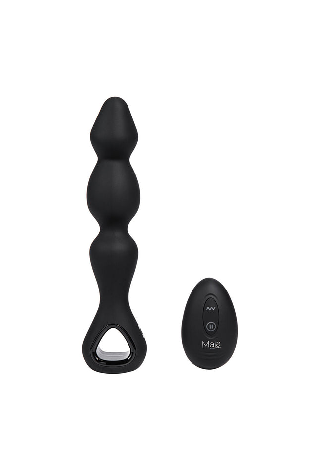 Maia HUDSON - Black 19 cm USB Rechargeable Anal Vibrator with Wireless Remote