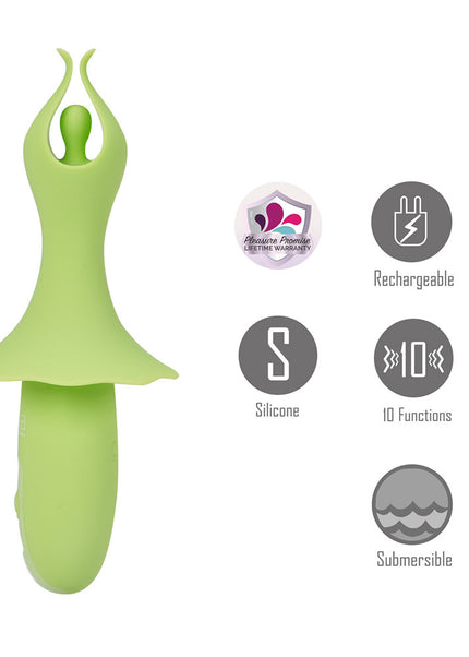 Maia SIENNA - Green - Green 15.2 cm USB Rechargeable Fluttering Bullet