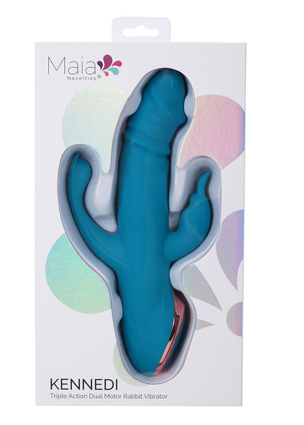 Maia KENNEDI - Blue 23.5 cm USB Rechargeable Triple Stimulating Vibrator