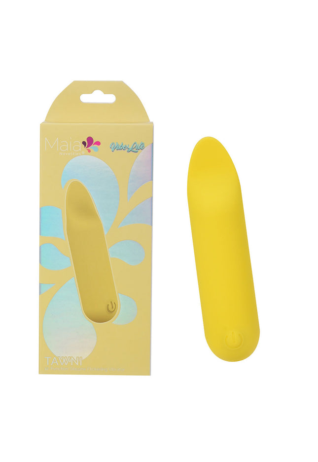 Maia TAWNI - Yellow - Yellow 9 cm USB Rechargeable Bullet with Flickering Tip